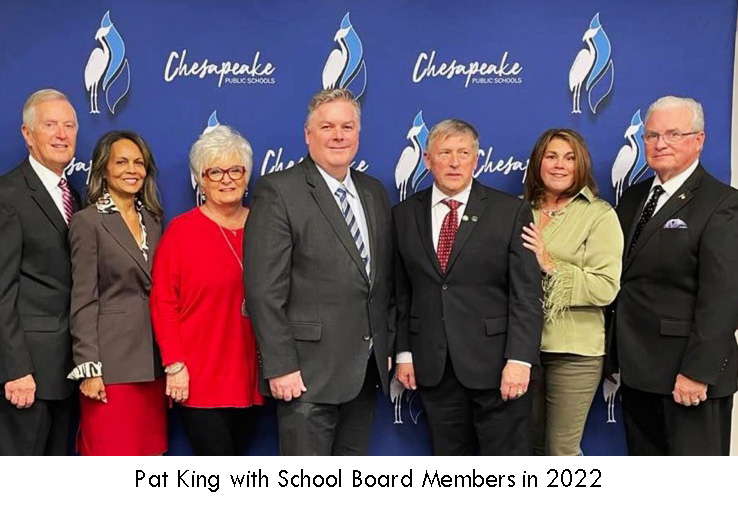 Pat King shown here with School Board Members in 2022